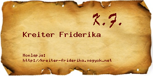 Kreiter Friderika névjegykártya